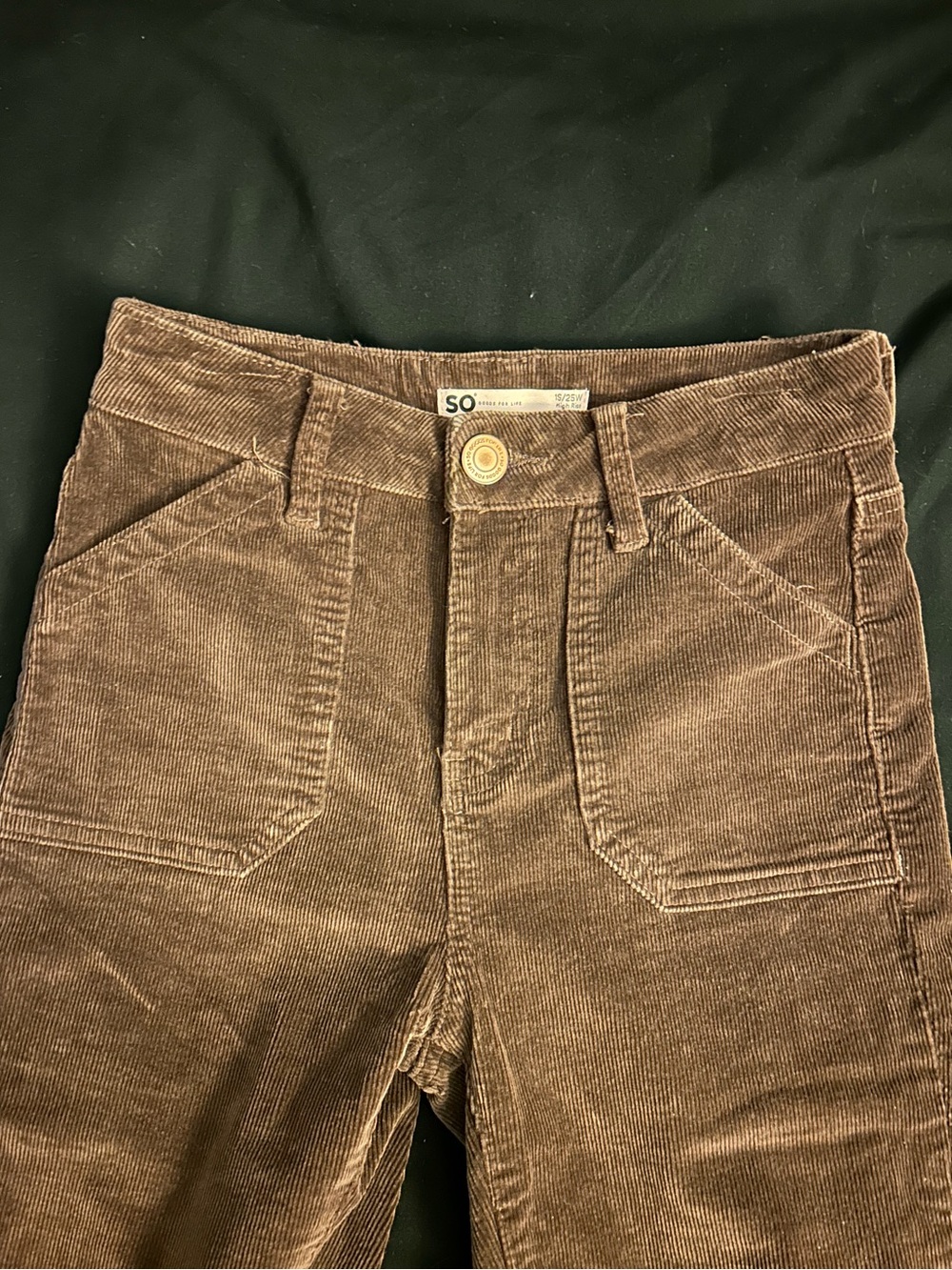 SO High-Rise Flare Corduroy Pants in Dark Brown